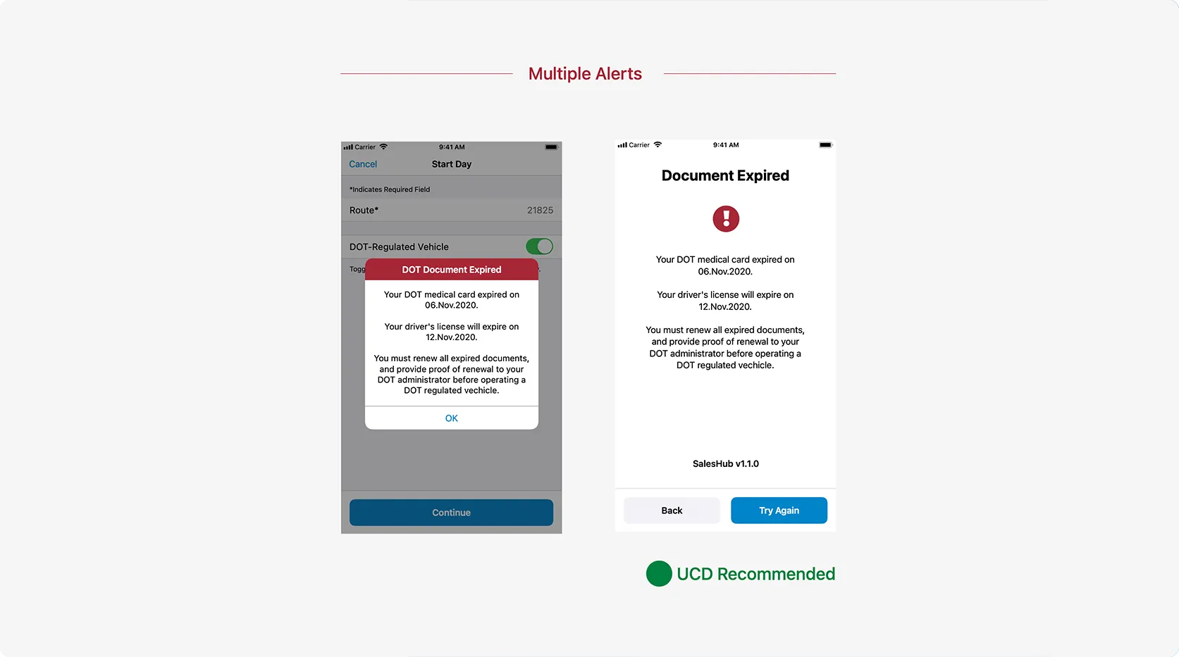 Reusable full-screen notification pattern for DOT documentation